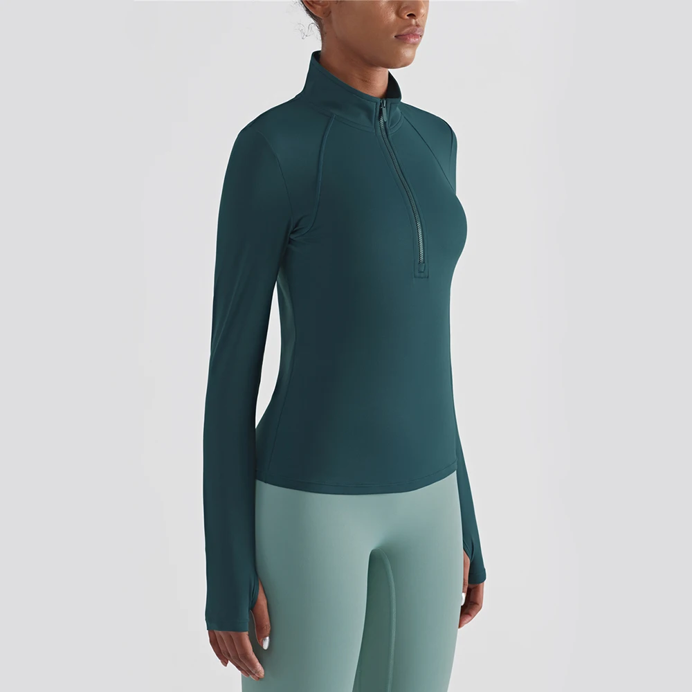Vnazvnasi Yoga Tops Long Sleeve Sports Coats Naked Feeling Shirt High Neck Half Zipper Sports Jacket For Women Jogger Sportswear