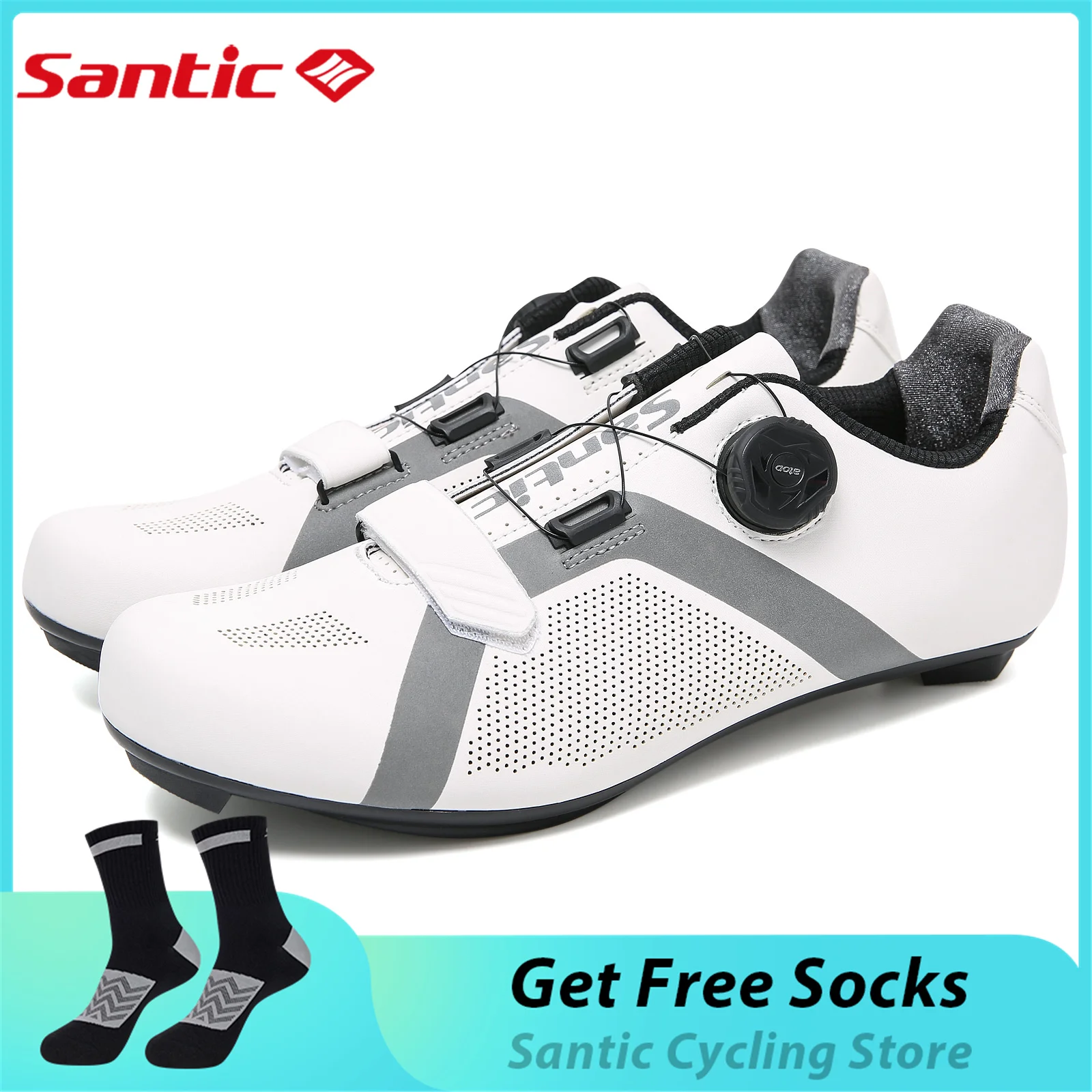 Santic Cycling Road Lock Shoes Men's SPD Mountain Bike Locking MTB Bike Accessories Breathable Self-locking Shoes Unisex