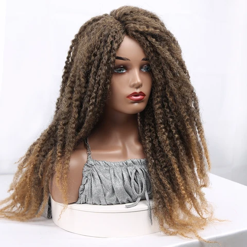 Синтетические кудрявые афро-волосы Amir, плетеные дреды, длинные парики, темно-коричневые волосы марли, плетеные волосы, парик для чернокожих женщин, косплей