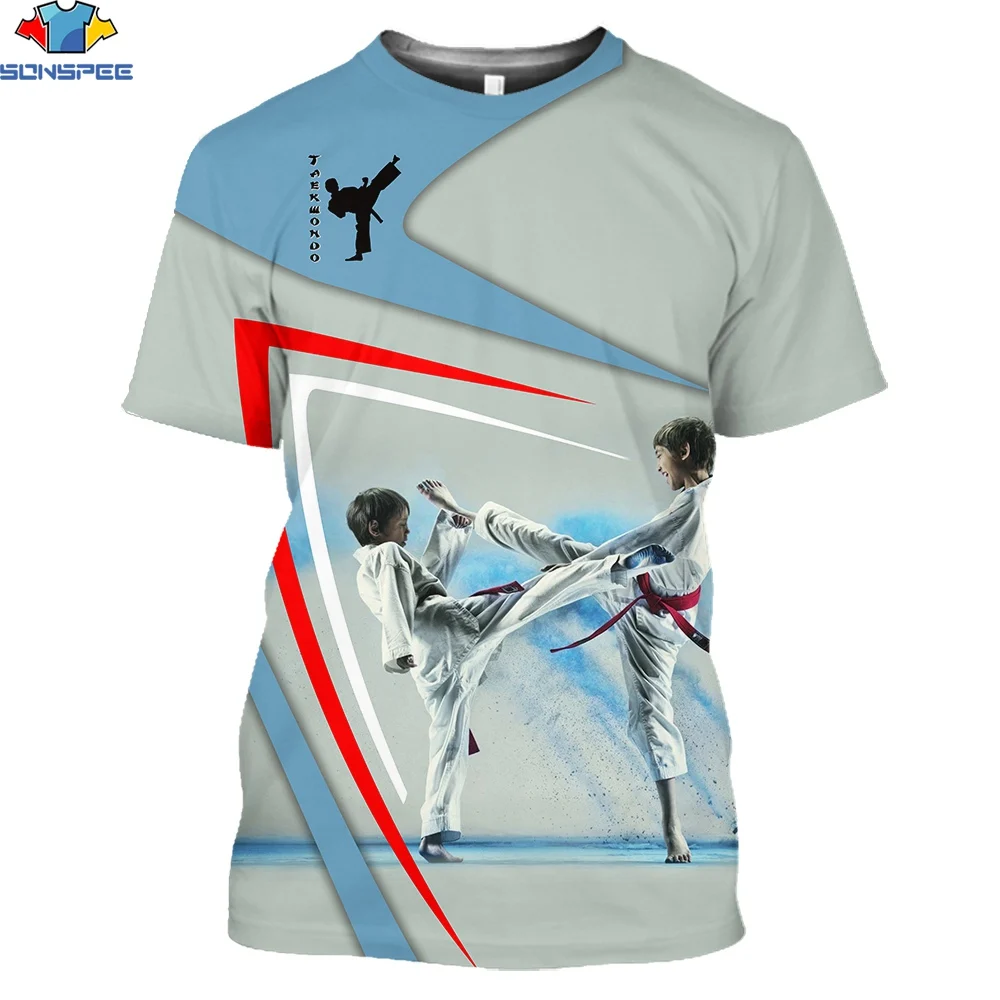 

SONSPEE 2022 New adult Cartoon Taekwondo T-shirt 3D Print elastic Chinese Kongfu Harajuku Tees fashion black belt Tops T shirts