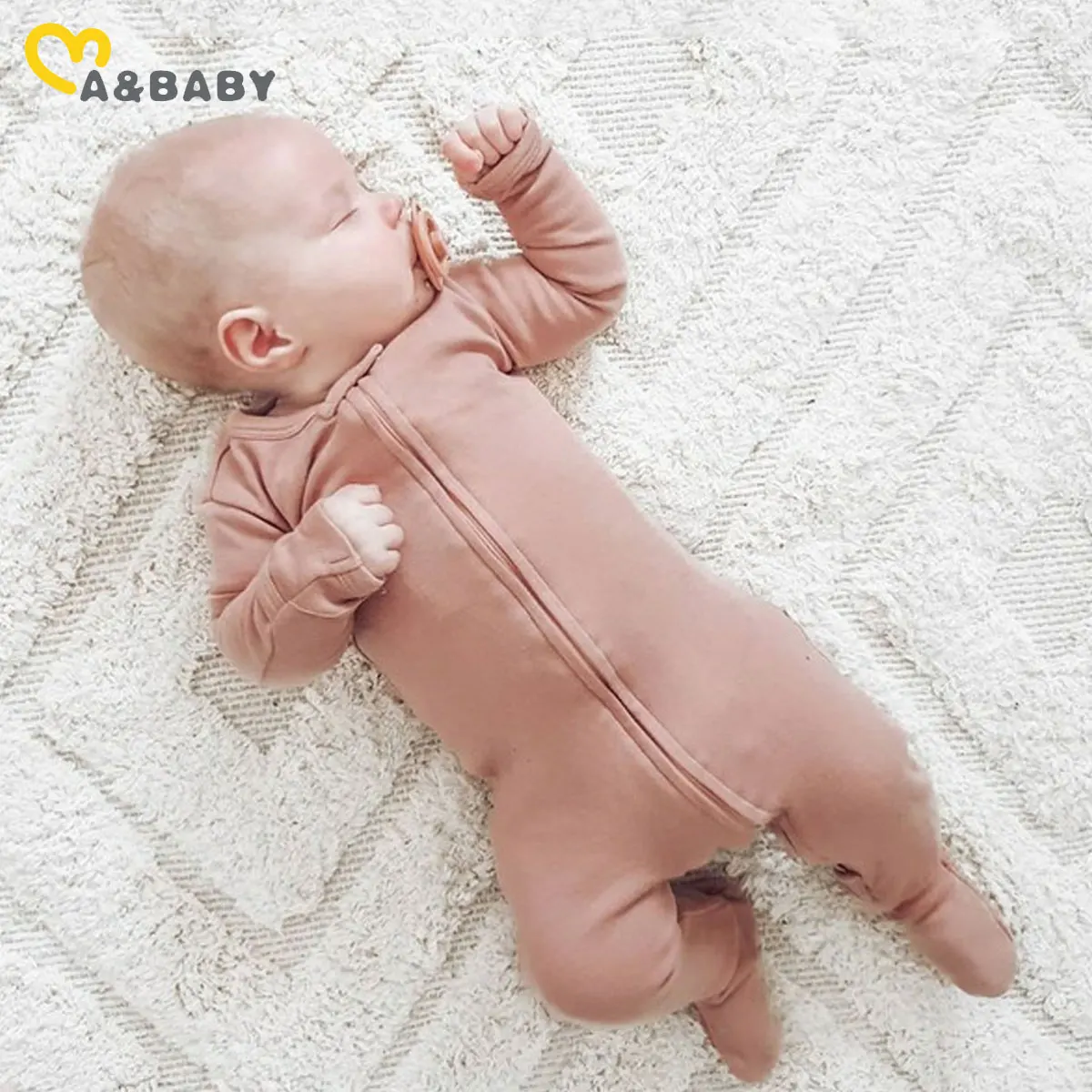 

Ma&Baby 0-6M Newborn Infant Baby Boy Girl Jumpsuit Soft Long Sleeve Zipper Romper Autumn Spring Baby Clothing