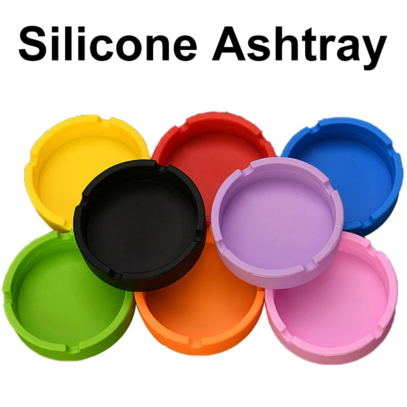 

Household Round Family Ashtray Environmental Protection Anti-Fall Silicone Ashtray Portable Cleaning Ashtray