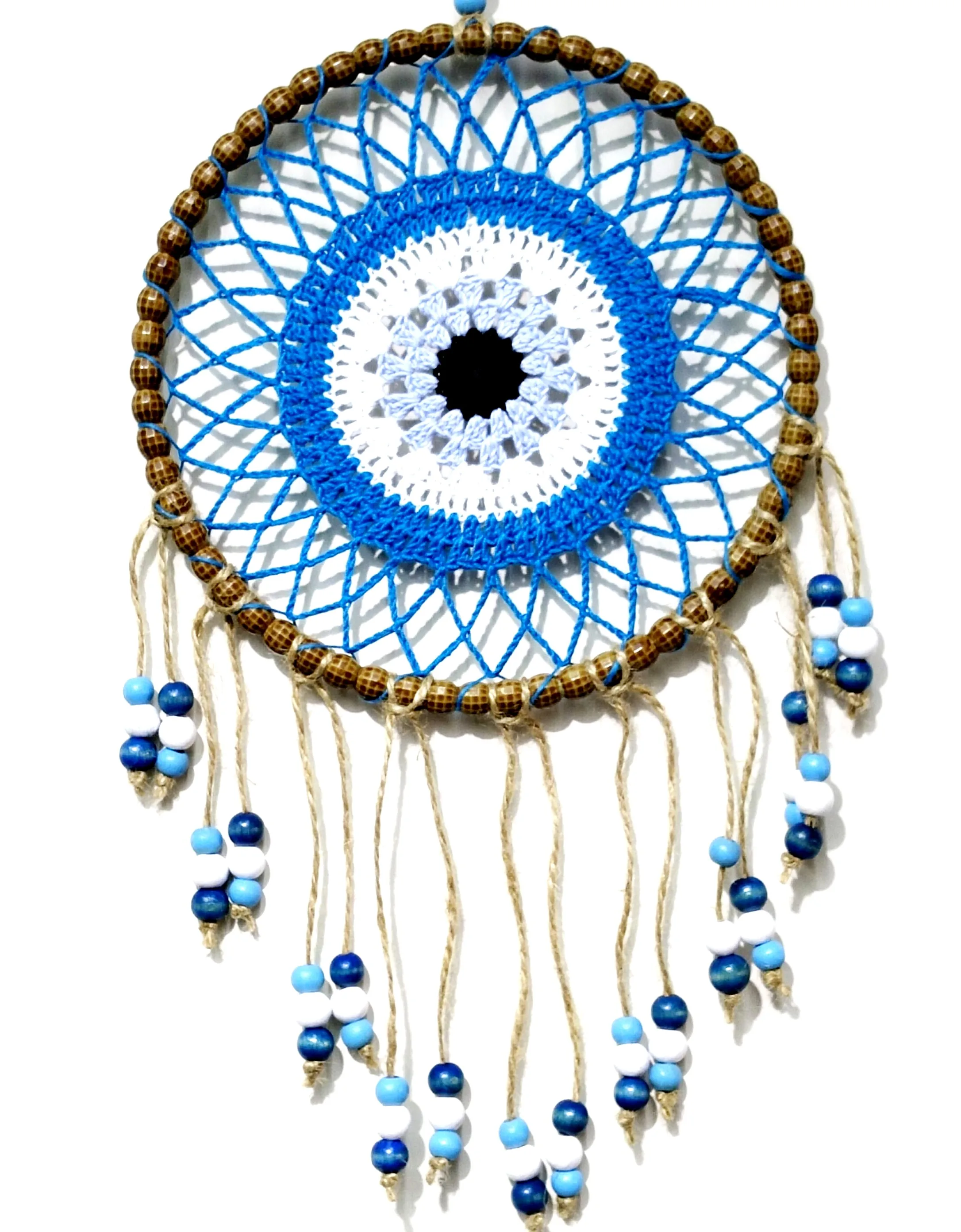 

Настенное украшение ручной работы с синими цветными бусинами