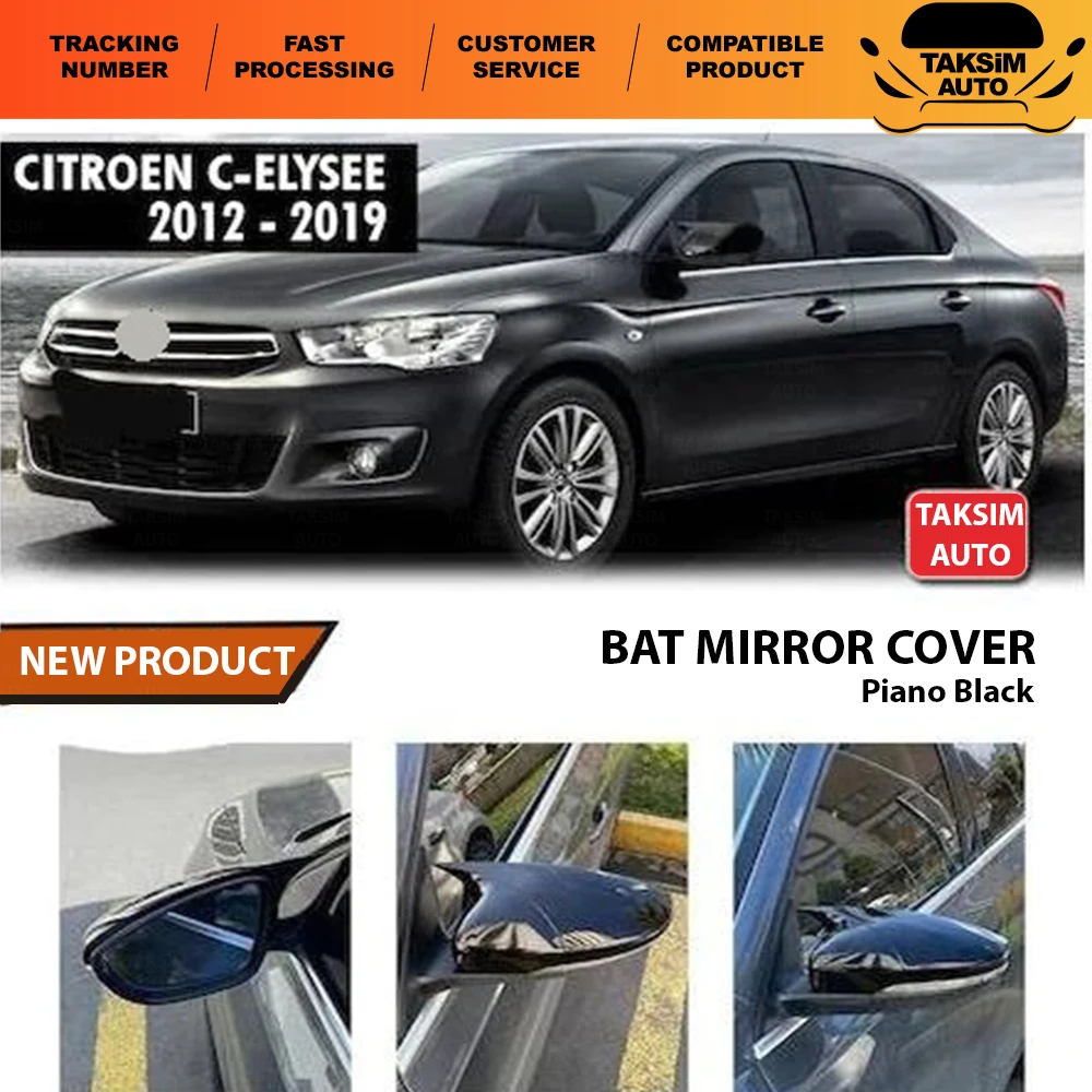 

Зеркальная крышка летучая мышь, черное пианино для Citroen C-Elysee ABS 2012-2019, качественный продукт, Full Harmony, 1 комплект из 2 предметов (справа и слева