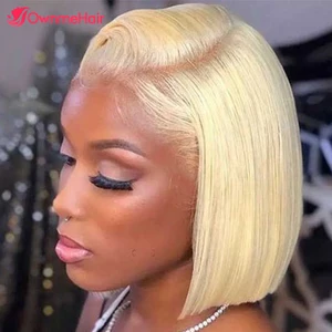 Imported 613 Honey Blonde Short Bob Human Hair Wigs for Women Cheap 13x5x2 T Part Transparent Lace Frontal Wi