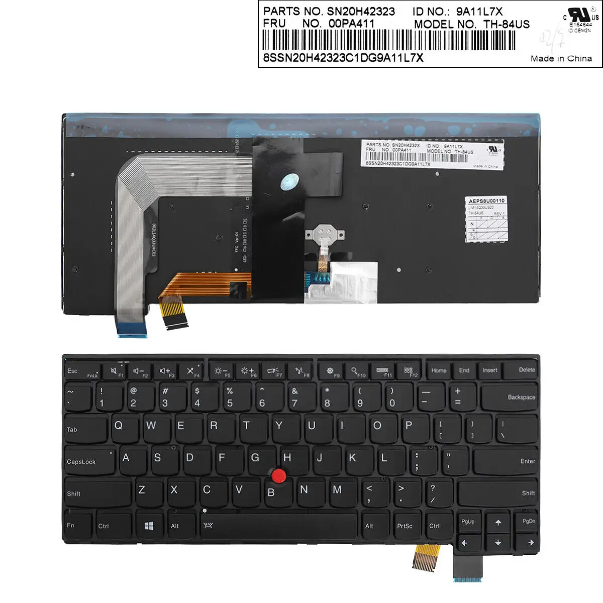 

New English US Layout Keyboard For ThinkPad T460S T470S BLACK Backlit For Win8 00PA411 SN20H42323