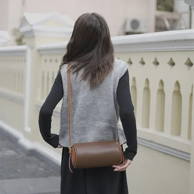 

Paparazzi simple shoulder bags Drum bag Genuine Leather Zipper Crossbody bags for women girls 2022 trend shopping