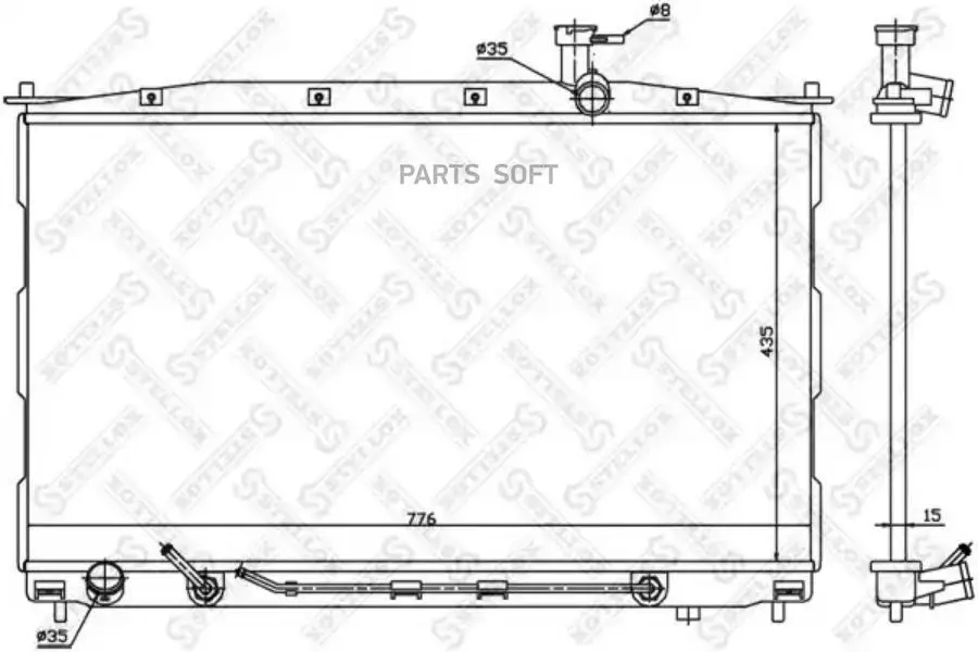 STELLOX 1026612SX 10-26612-SX_радиатор системы охлаждения! Hyundai Santa Fe 2.7 V6/2.7i 24V/2.2CRDi 06 |