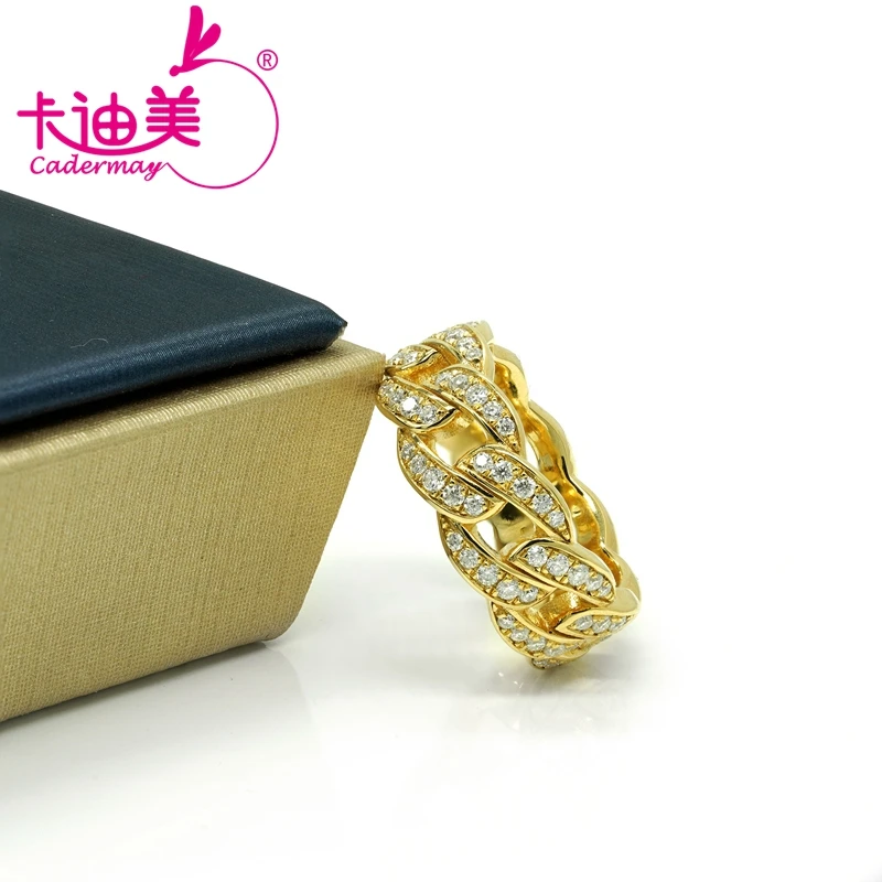 CADERMAY Jewelry 100% S925 Silver Trendy Round Brilliant Cut DEF Moissanite Wedding Anniversary Rings For Women