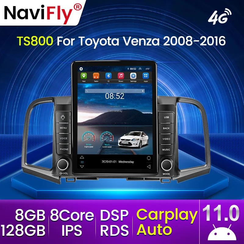 Автомобильный радиоприемник 8 + 128G Android 11 для Toyota Venza 2008-2016 Tesla Style умный
