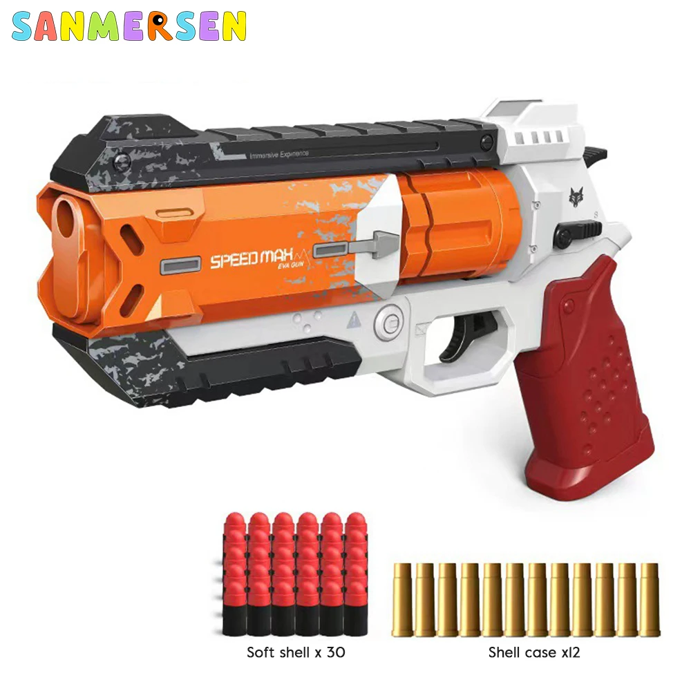

Kids Revolver Soft Bullet Toy Gun Foam Ejection Toy Foam Darts Blaster Pistol Manual Airsoft Gun For Adult Outdoor CS Game Gift
