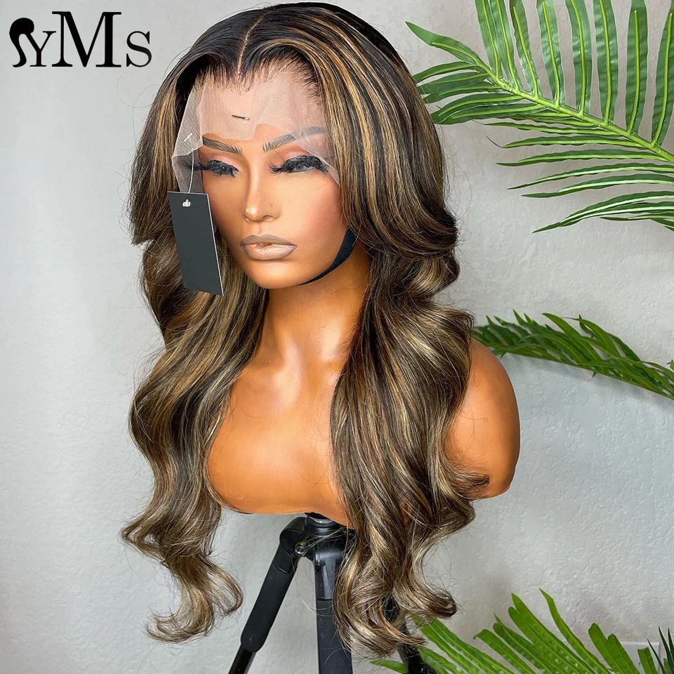 

200% Highlight Body Wave Ombre13X4 Lace Front Human Hair Wigs 1b/27 Honey Blonde Wavy 4x4 Lace Closure Wigs For Women YMS Hair