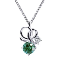 tianyu gems green moissanite 6 5mm silver pendant necklaces round sparkle diamond white gold plated beautiful necklace for women