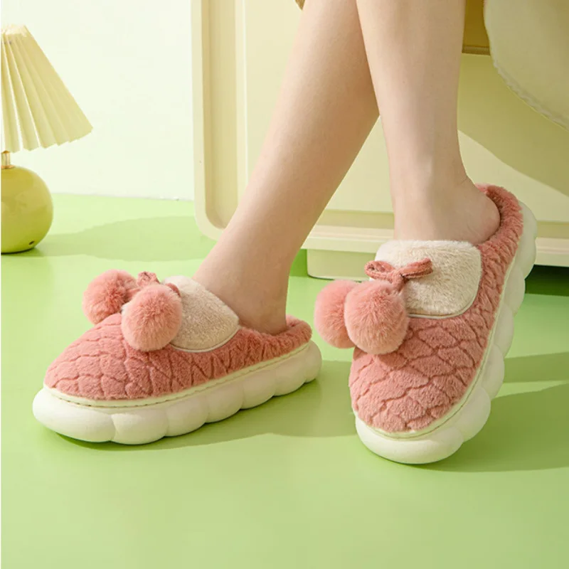 

F-21 2023 New Home Slippers Women's Winter Warm Thick-soled Cute Couples Indoor Non-Slip Confinement Shoes Autumn and Winter