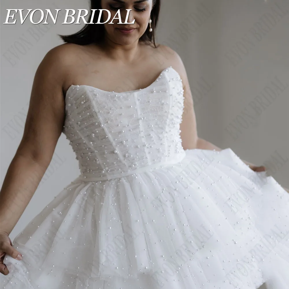 Женское свадебное платье без бретелек EVON ТРАПЕЦИЕВИДНОЕ фатиновое Многоярусное