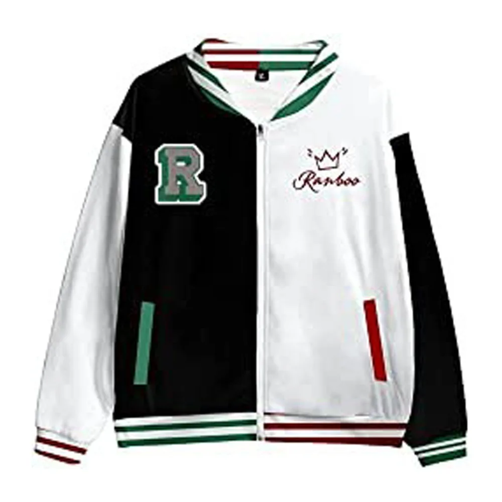 

Ranboo New Men'S Baseball Uniform Plus Size Contrast Color Men'S Zipper Flight Jacket