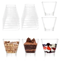 25pcs 60ml square clear plastic cup disposable food cups for dessert mousse ice cream cake cup reusable cup kitchen decorations