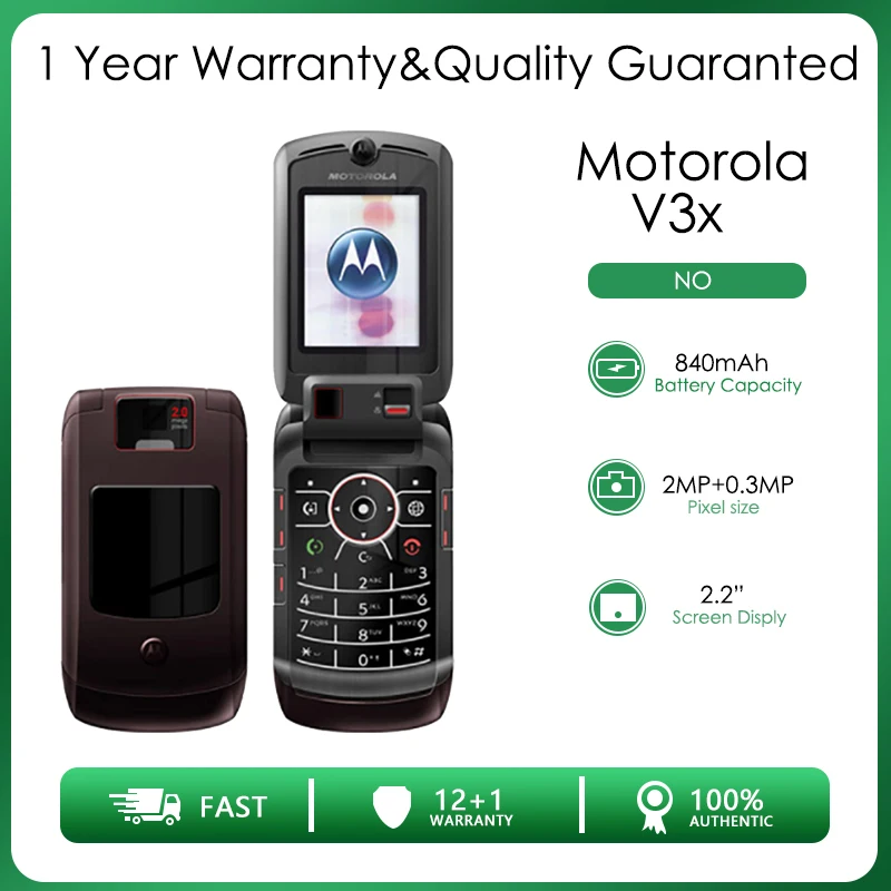Motorola V3x Восстановленный-Оригинальный разблокированный дешевый бывший в
