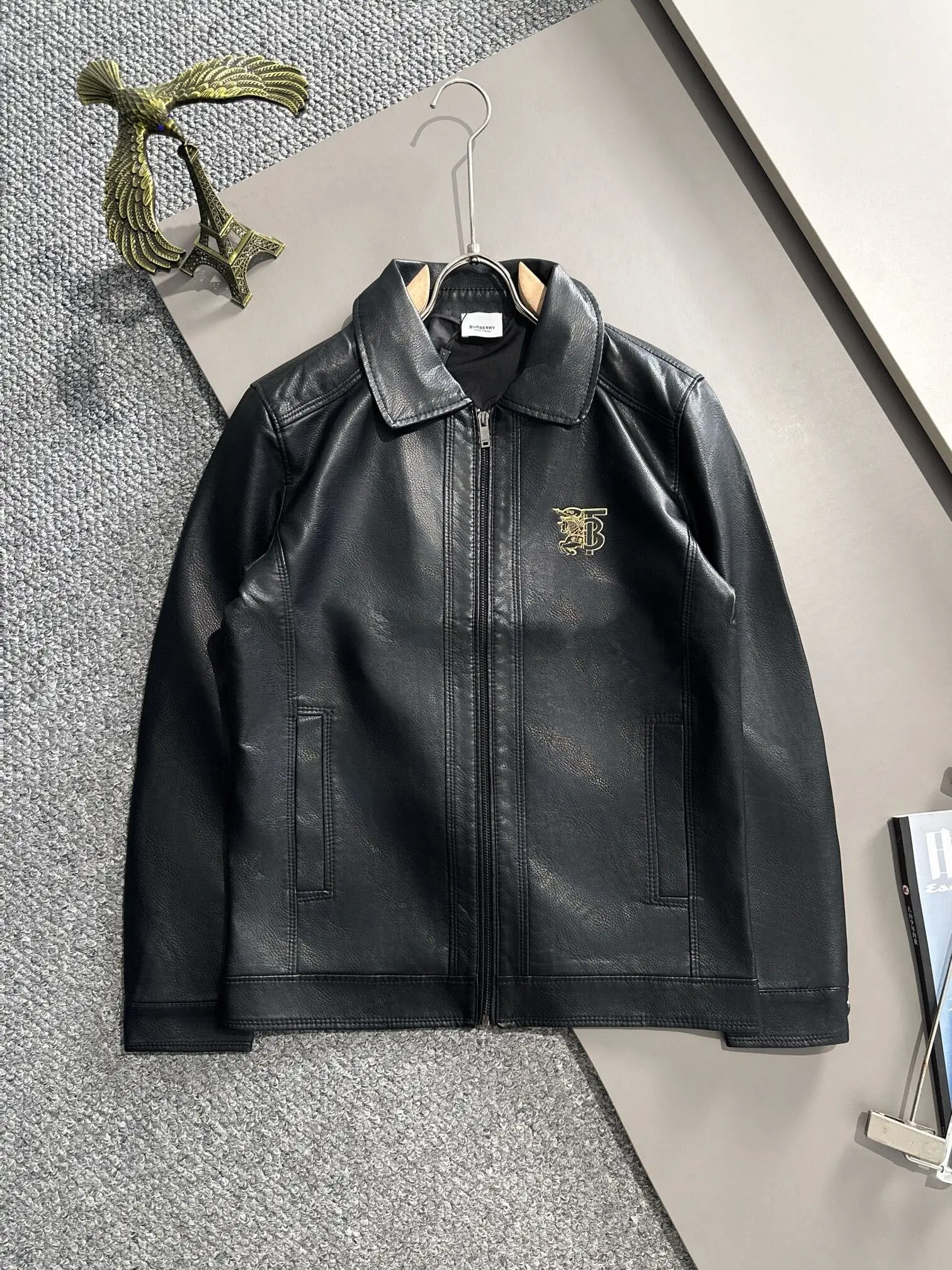 копия 1: 1 Burberry Новая Качественная Кожаная КуртКа На Осень Зиму Повседневная И