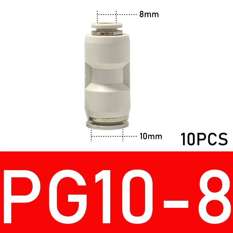 

10 шт., пневматический Фиттинг Trachea, быстроразъемный, прямой, снижающий коннектор, Φ/8-6/10-8/8-4/10-6/12-8