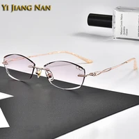 women eyewear titanium engraved diamond trimmed cut optical prescription glasses frame tint color lens lightweight eyeglasses