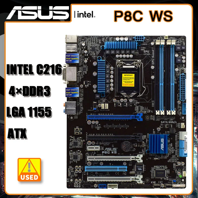 1155   ASUS P8C WS DDR3   USB2.0 ATX 4   PCI-E X16 Intel C216   Core i3-2130 