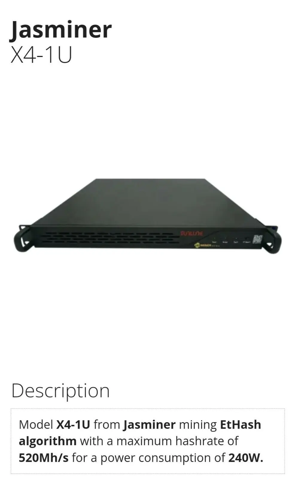 

G1..купите 2 получите 1 для, Jasminer X4-1U 520MH/S 240 Вт и т. д. крипто-Майнер (готов к отправке)