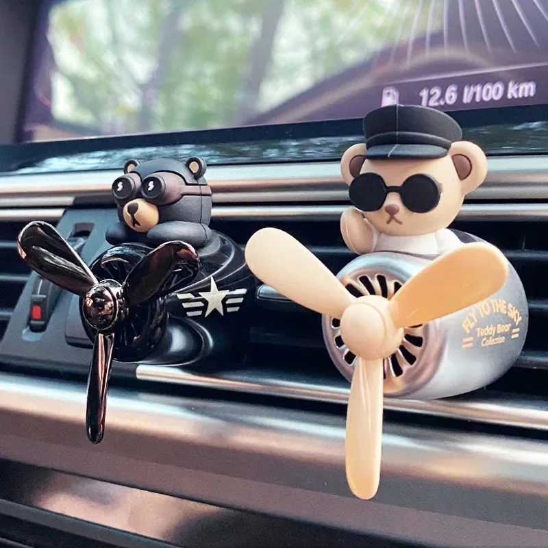 

Car Air Freshener Purifier Teddy Bear Duck Auto Accesorios Interior Perfume Diffuser Pilot Rotating Propeller Outlet Fragrance