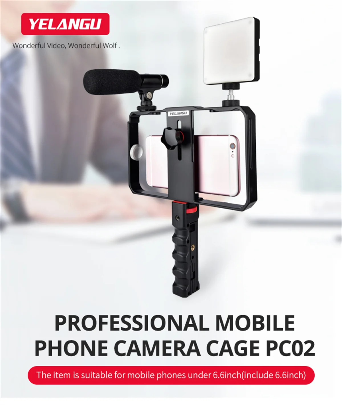 

YELANGU Handheld Video stabilizer for phone CageHandheld Stabilizer Phones Grip Tripod Mount Stand Filmmaking