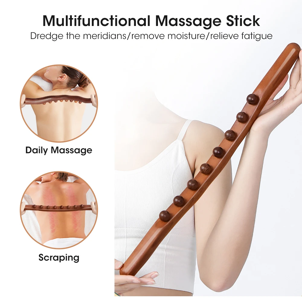 

Rolling Pin Universal Back Needle 8 Beads Massage Tendons Beech Wood Scraping Stick Point Treatment Guasha Relax Therapy Tool