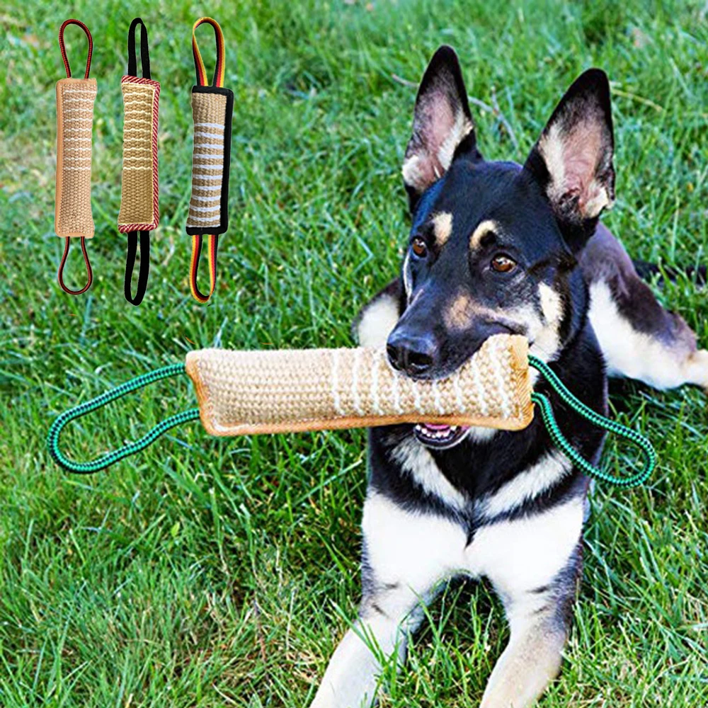 

Durable Dog Training Tug Toy Strong Pull Throw For German Shepherd Rottweiler Malinois Agility Equipment Chewing Bite Jute Toys
