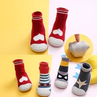 Baby Boys Girls Toddlers Non-Skid Indoor Kids Floor Slipper Solid Casual Children Breathable Cotton Knit Shoes Rubber Sock Shoes