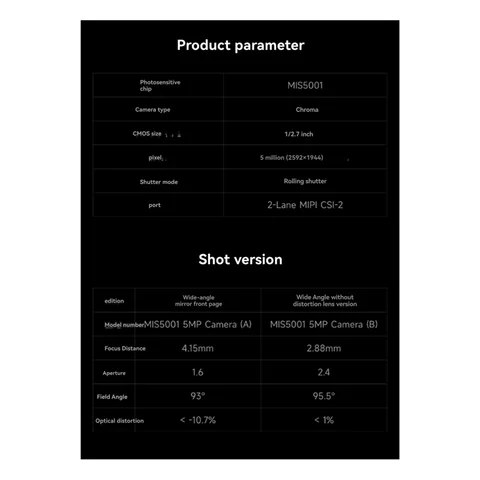 Широкоугольный модуль камеры MIS5001 с высокой чувствительностью 5 Мп для Luckfox-Pico-Pro/Max/Ultra