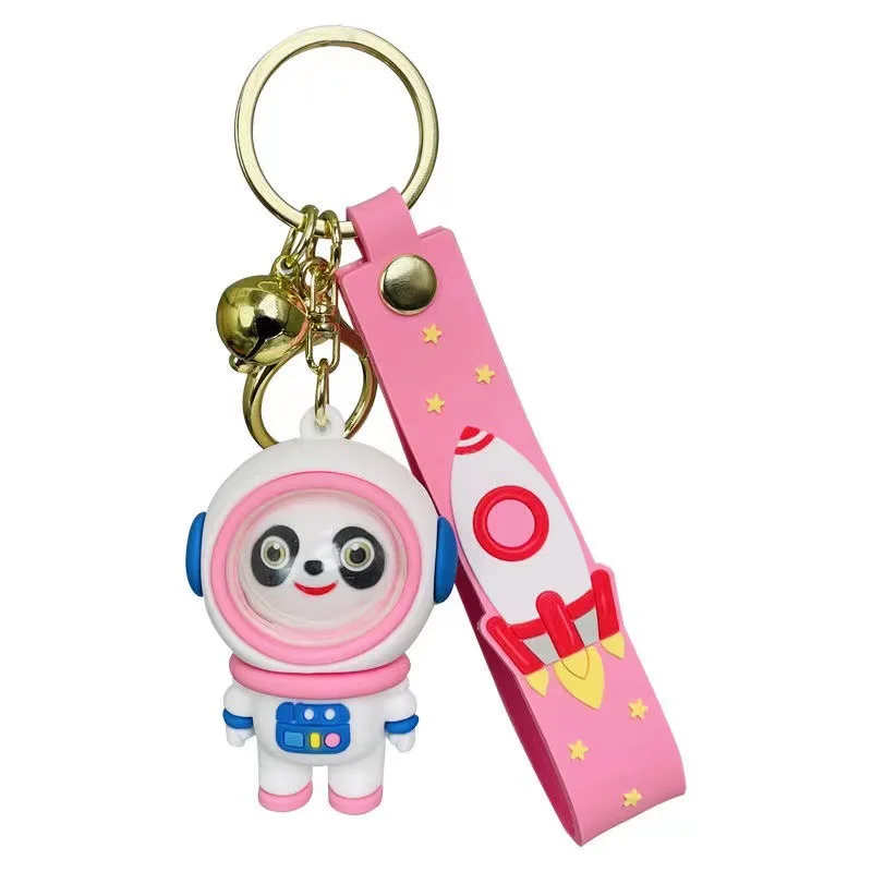 

3D Soft Adhesive Space Astronaut Panda Key Chain Bell Rocket Star Backpack Mobile Phone Pendant For Women