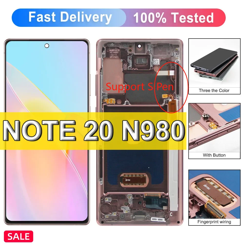 Amoled Note 20 экран для Samsung Galaxy дисплей 4G ЖК-дисплей N980F N980F/DS + рамка сенсорный сменный