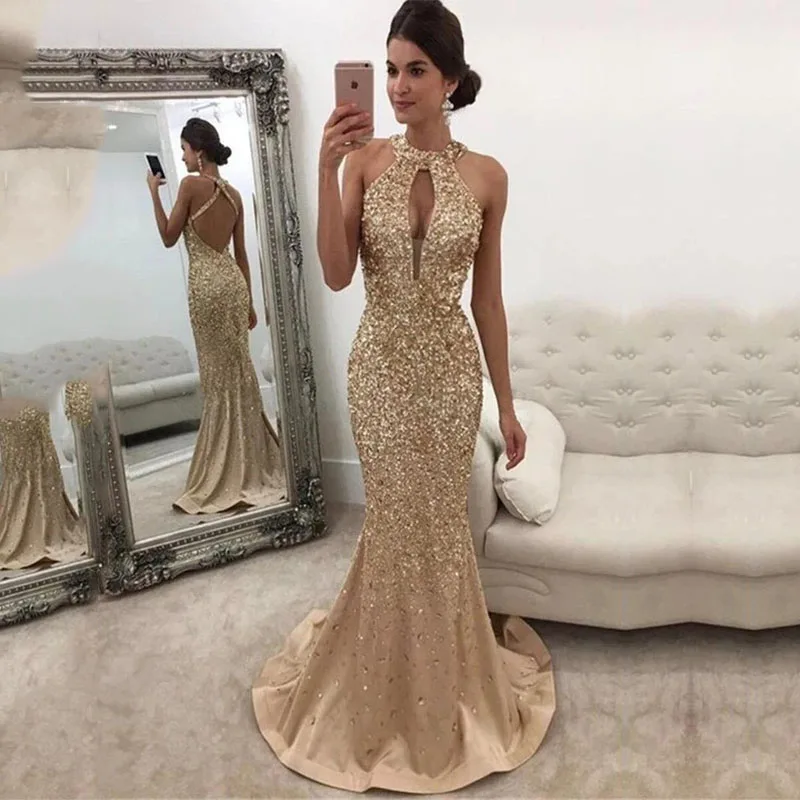 

2023 Rose Gold Prom Dress Mermaid Formal Party Ball Gown Long Sleeve Afraic Girl Green Evening Dresses Deep Pageant Drseses