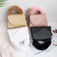 womens plush handbag 2022 female sweet lady messenger wholesale contrasting color handbag