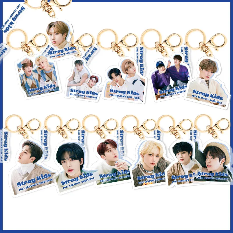 

KPOP Stray Kids 2022 SEASON'S GREETINGS Acrylic Keychain Bag Accessories Bang Chan Hwang Hyun-Jin Felix Fans Collection Gift