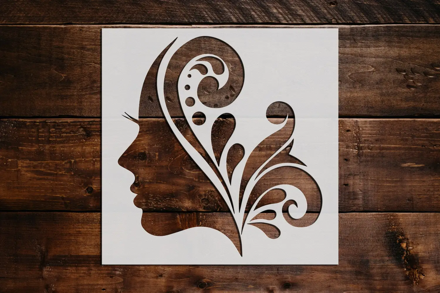 

Reusable Woman Face Scroll Stencil DIY Craft for Painting Template