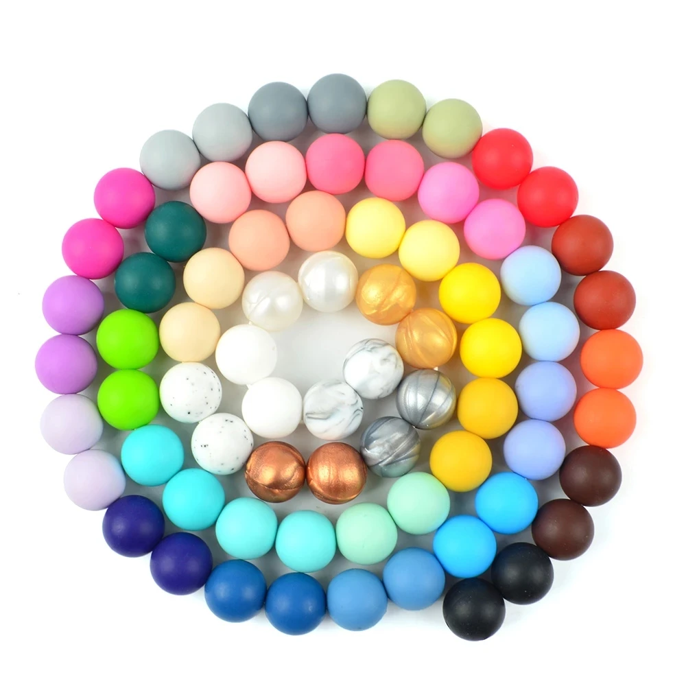 

100pcs Silicone Beads 19mm Baby Teether Necklace Bracelet DIY Food Grade Round BPA Free