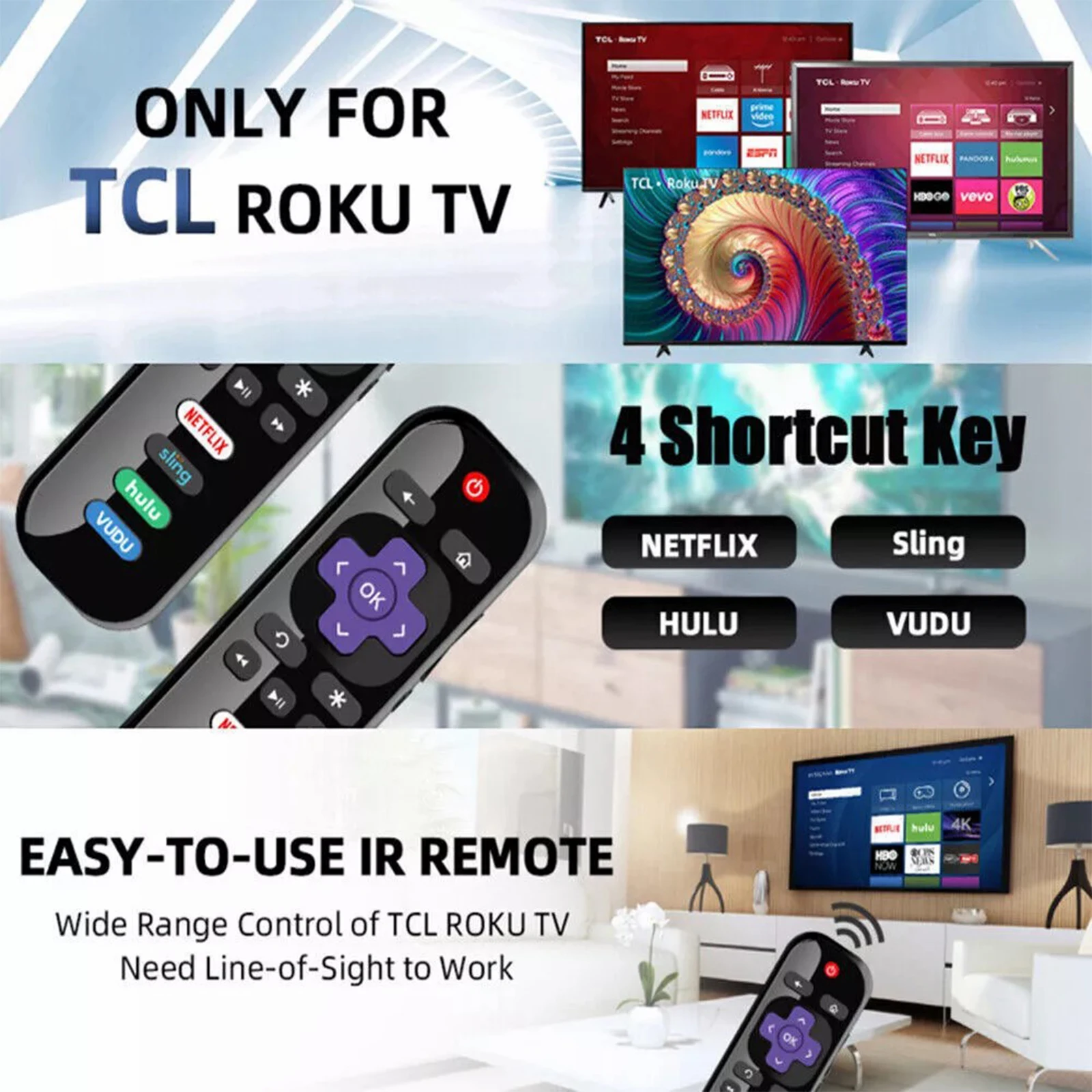 Пульт дистанционного управления RC280 совместимый с кнопками TCL TV и потоковой