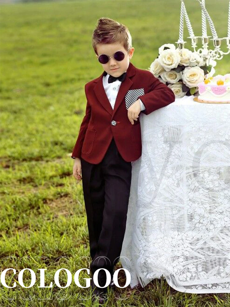 Boys Two Piece Formal Gentleman Suit Wedding Party Tuxedo Jacket + Pants  costume enfant garçon mariage