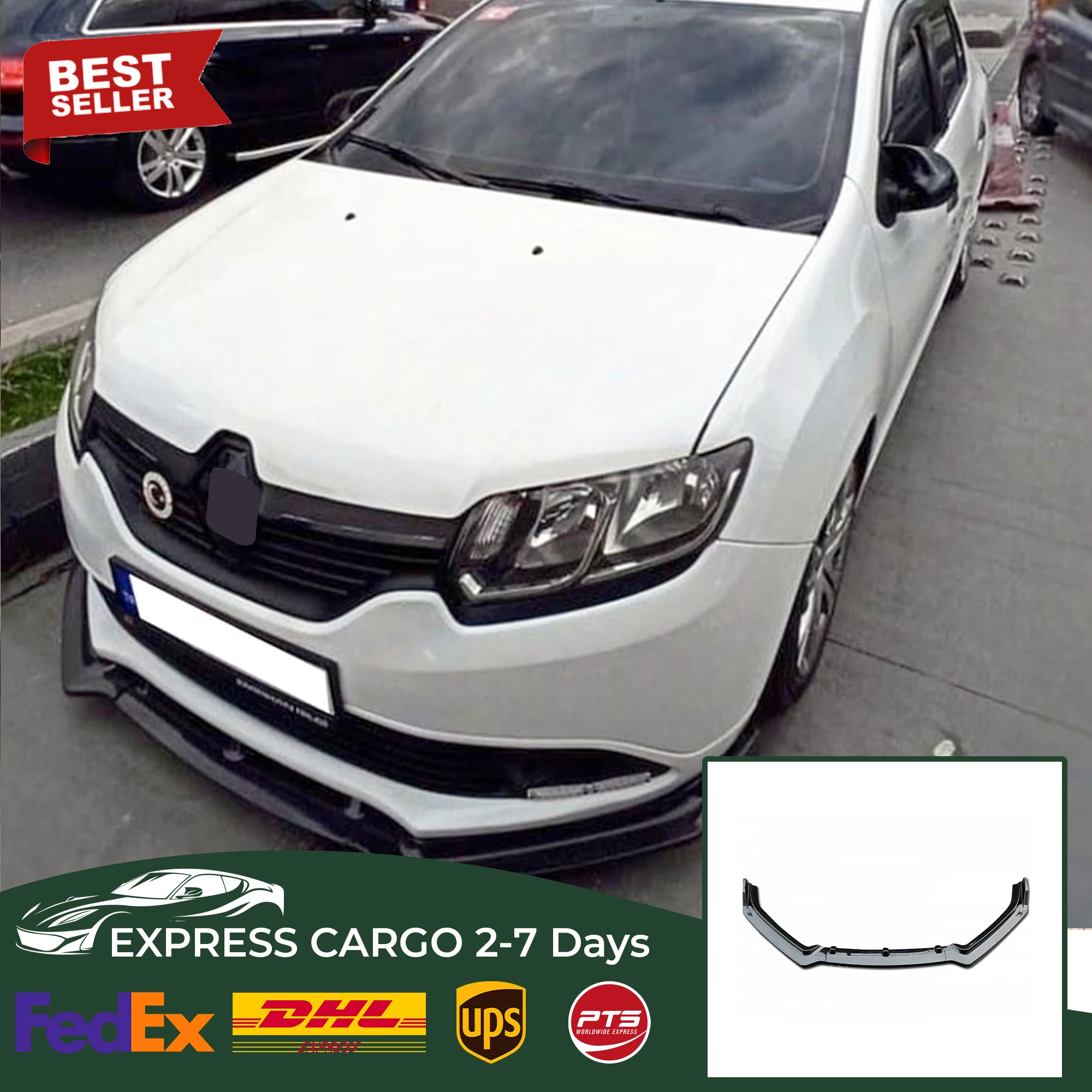 

Аксессуары для Renault Symbol Mk3, губа переднего бампера автомобиля, 3 шт., черный разделитель, диффузор, комплект губ, спойлер на бампер