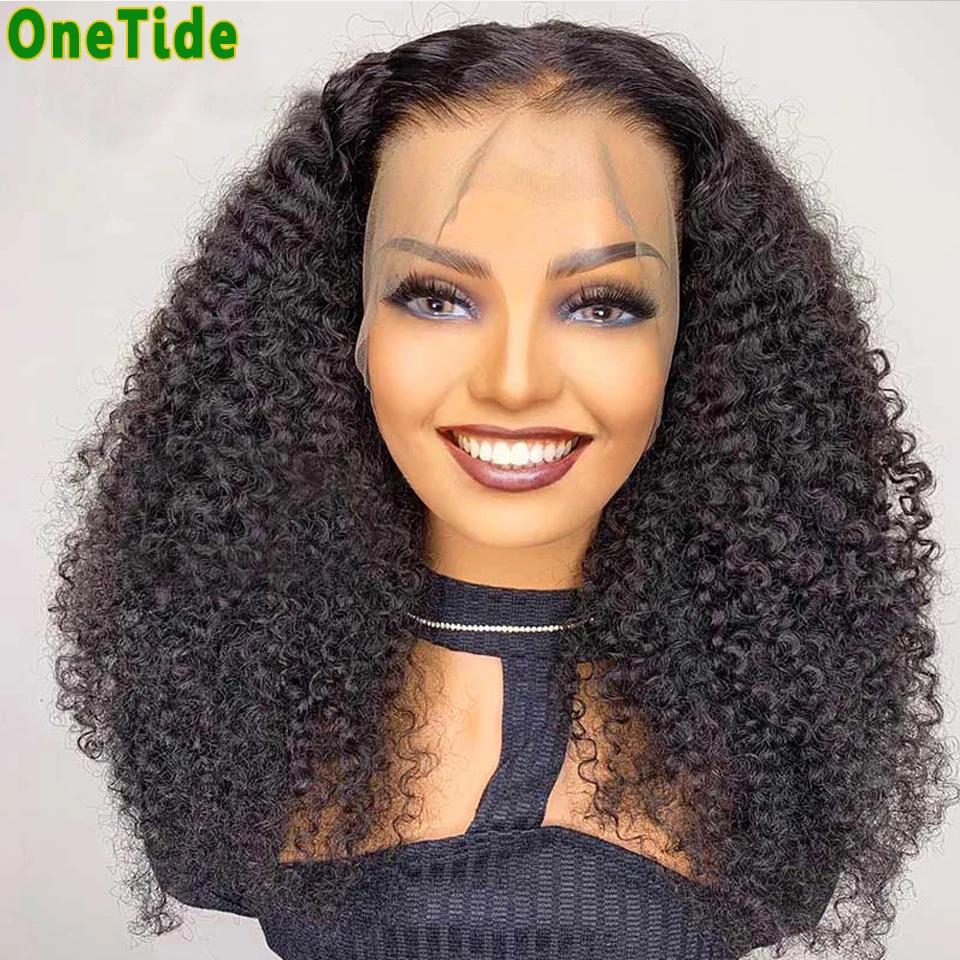 Transparent 13x4 Curly Deep Wave Lace Frontal Wig Kinky Curly Human Hair Wig Brazilian Lace Front Wigs For Women Human Hair Sale