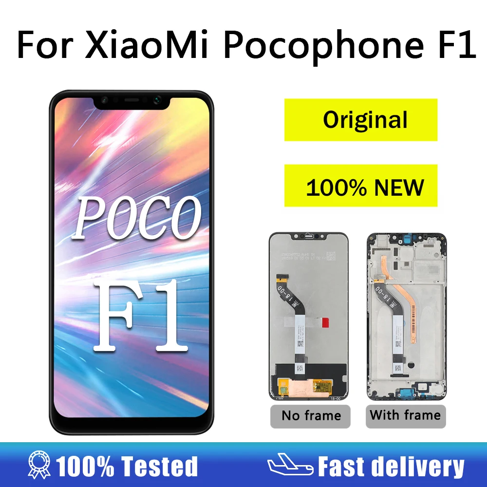 ЖК-дисплей 6,18 дюйма AAA для Xiaomi Pocophone F1, ЖК-дисплей с рамкой, экран для Poco F1, ЖК-дисплей с сенсорным экраном, детали