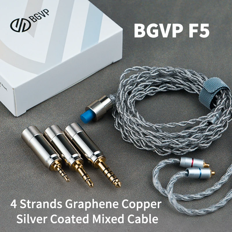 Enlarge BGVP F5 MMCX Upgrade Cable 4 Strands 560 Cores Monocrystalline Copper Silver Plated 3 in 1 Interchangeable Plug Melody Original