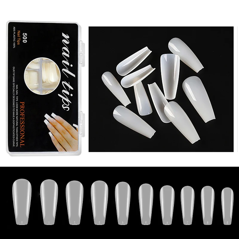 

Коробка 500 шт. миндальных французских гробных накладных ногтей прозрачные Натуральные Искусственные накладные ногти с полным покрытием на...