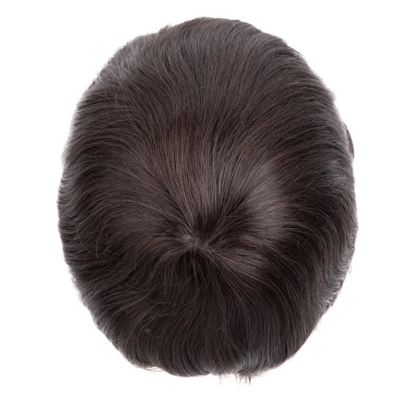 Male Hair Prosthesis Toupee Men Mono& Soft Pu Durable Men Wigs 6" Replacement Exhuast Systemes Unit 100% Human Hair Male Wig images - 6