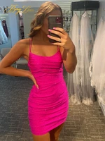 berylove hot pink graduation dress sexy short prom dress homecoming dress strapless above knee mini party dress short dress