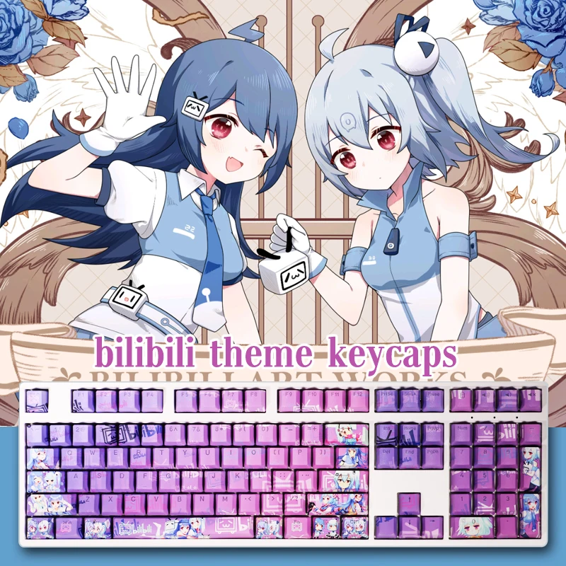 

108 Keys bilibili keycaps Two-dimensional Anime Backlight Keycap PBT Dye Sublimation Mechanical Keyboard For MX Switch61/104/108